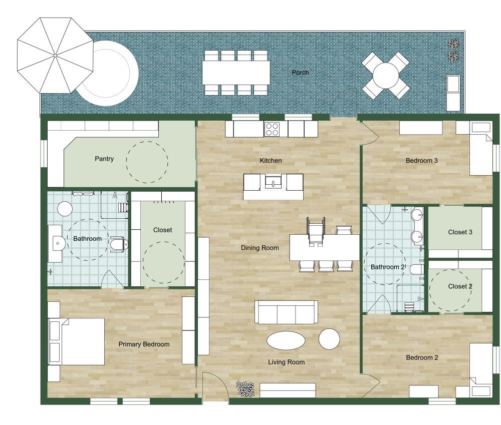 3 Bedroom Handicap Accessible Floor Plan 2D Floor Plan