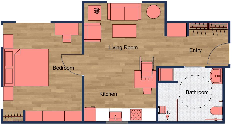 Floor Plan with Accessible Bathroom 2D Floor Plan