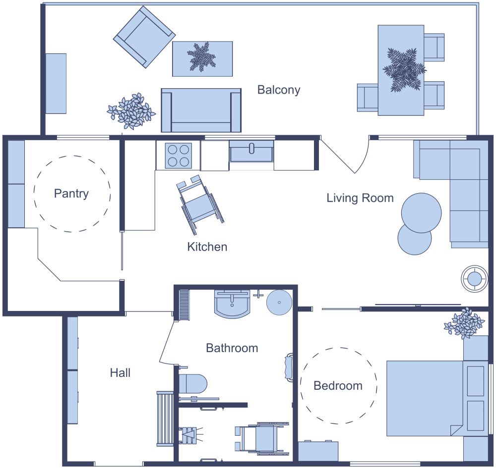 Floor Plan with ADA Shower 2D Floor Plan