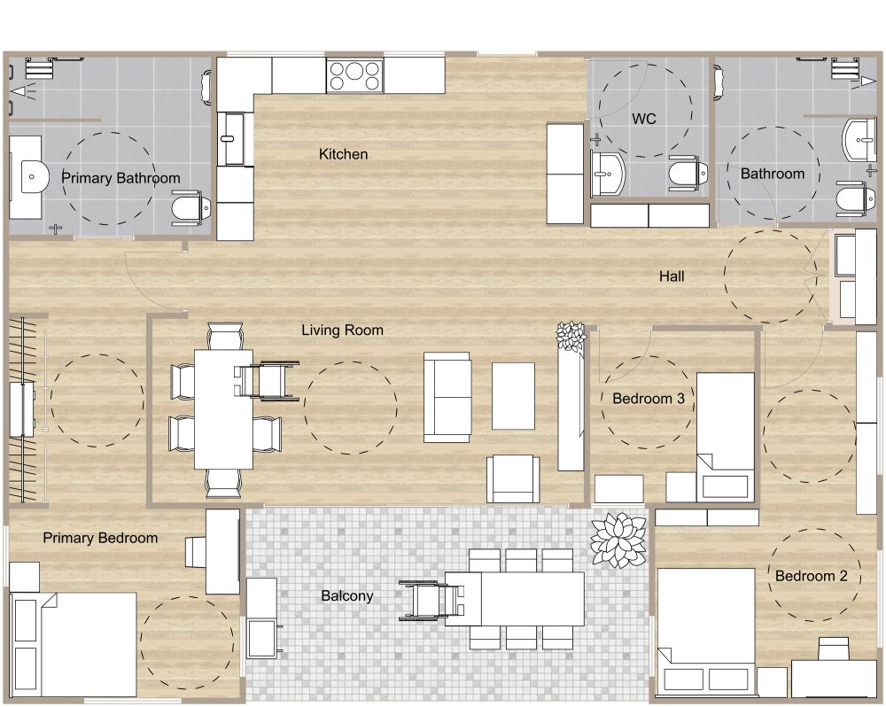3 Bedroom ADA Floor Plan 2D Floor Plan