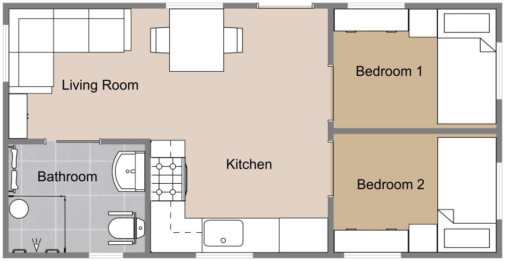 Tiny House Floor Plan for Seniors 2D Floor Plan
