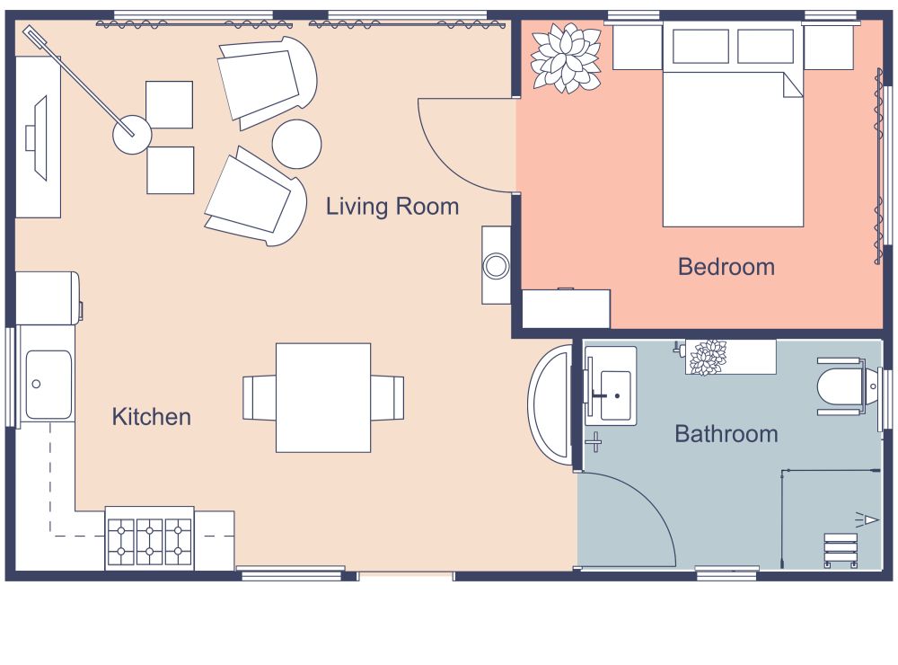 Small Home Plan with Open Floor Plan for Seniors 2D Floor Plan