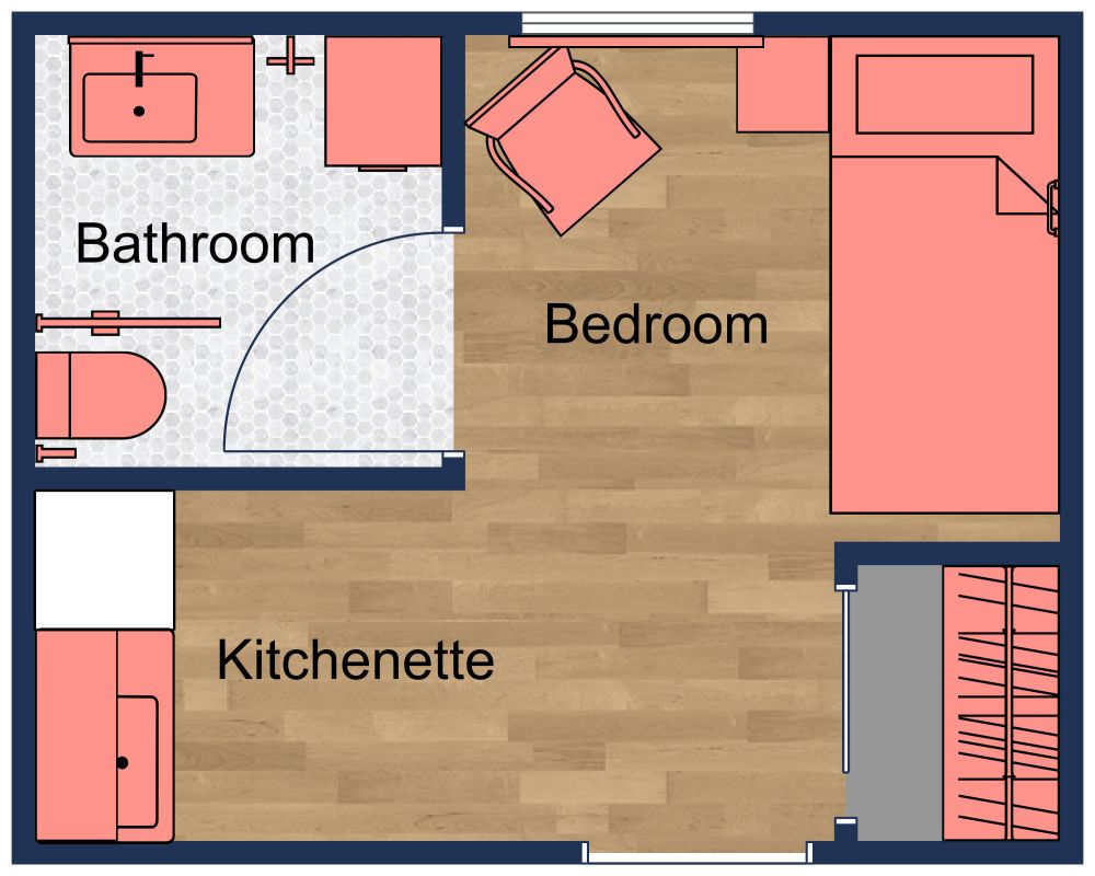 Small Assisted Living 2D Floor Plan 
