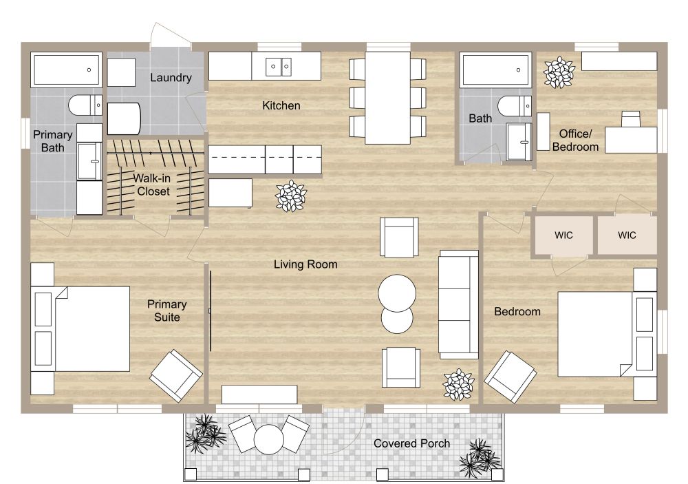 1100 sq ft 2D House Plan