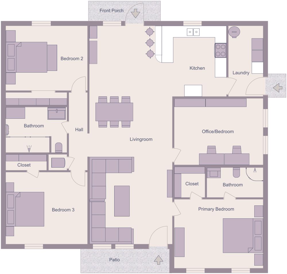 1700 Square Foot 2D House Plan