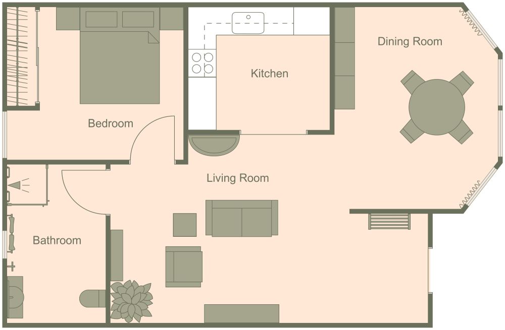 Floor Plan for Single Floor Retirement Town House 2D Floor Plan