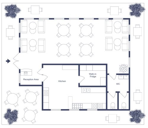 Cozy and Colorful Restaurant Plan With Patio