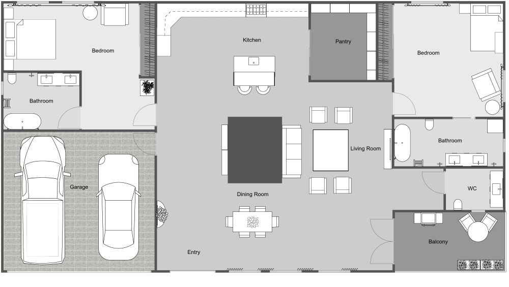 Ranch Floor Plan for Retirees 2D Floor Plan