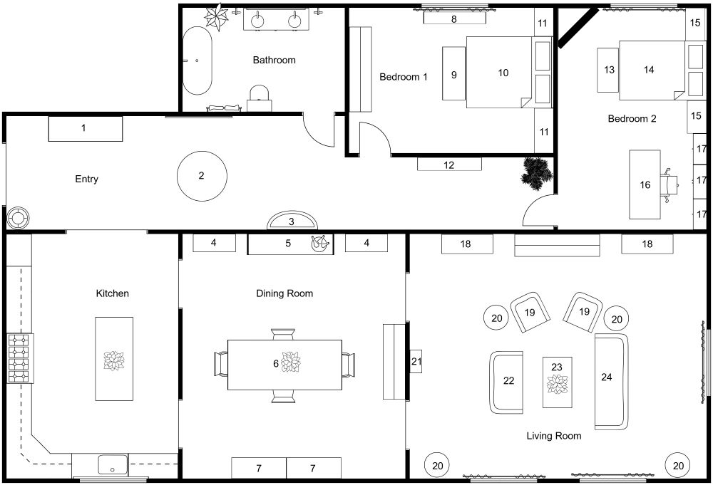 Luxury 2D Floor Plan for a Retirement Couple