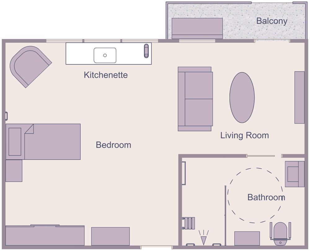 Studio Assisted Living 2D Floor Plan
