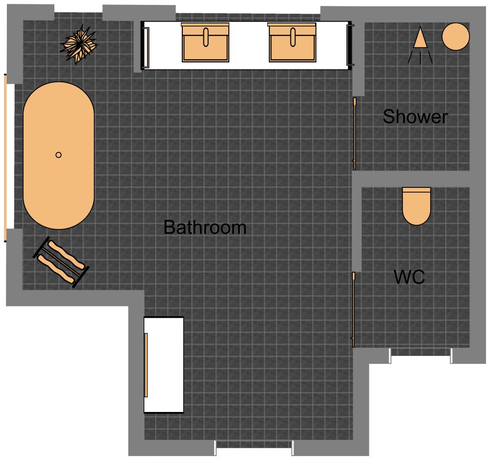 Floor Plan with Jack and Jill Bathroom 2D Floor Plan