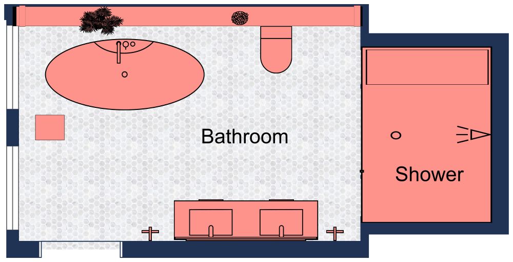 Bathroom 2D Floor Plan Separate Shower