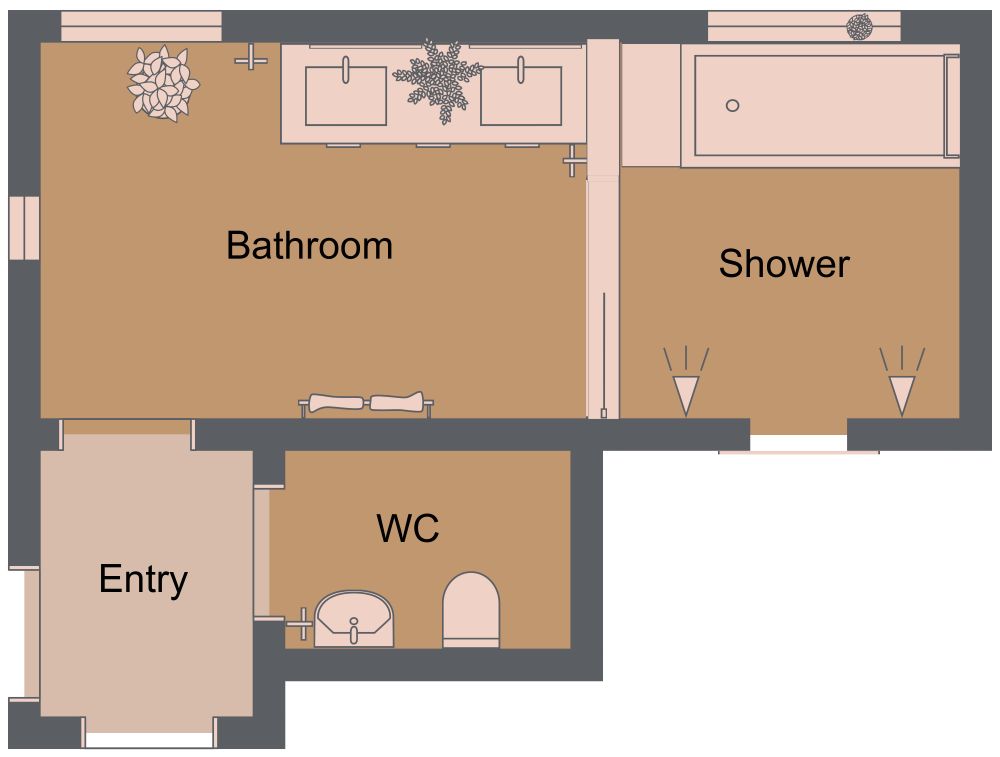 Bathroom 2D Floor Plan 20x15