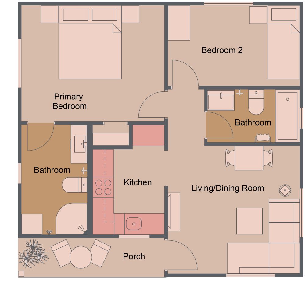 600 sq ft House Plan 2D Floor Plan