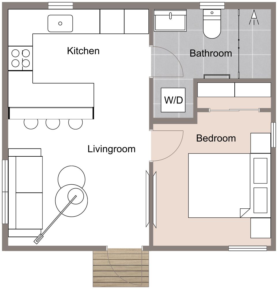 400 sq ft ADU 2D Floor Plan