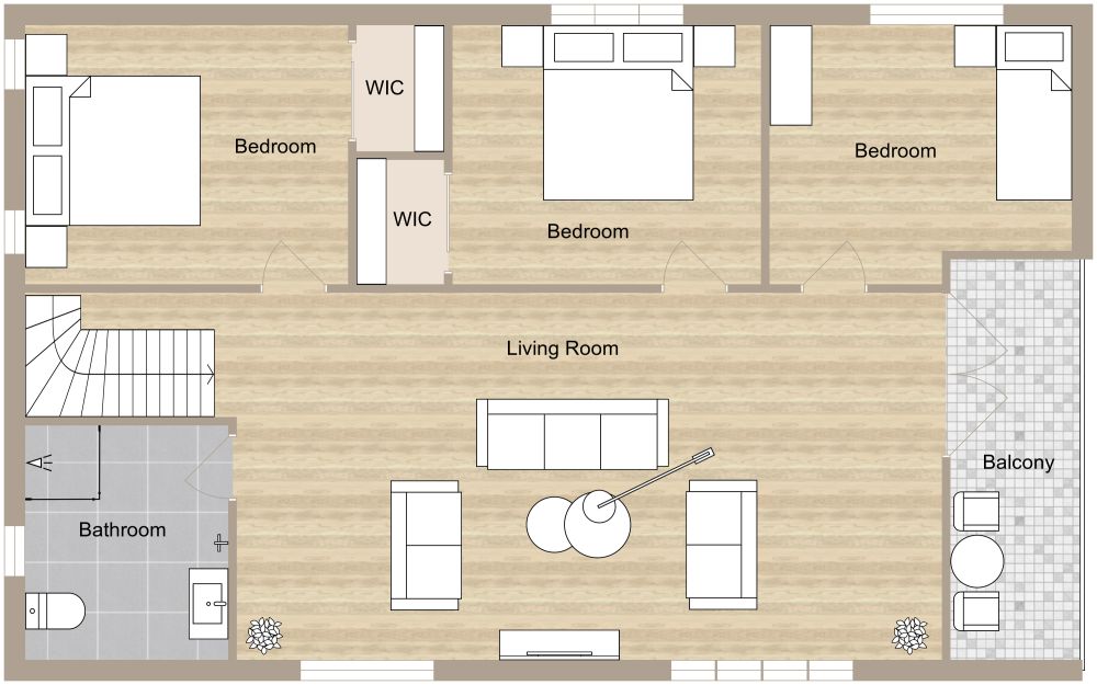 1700 sq ft 2D House Plan
