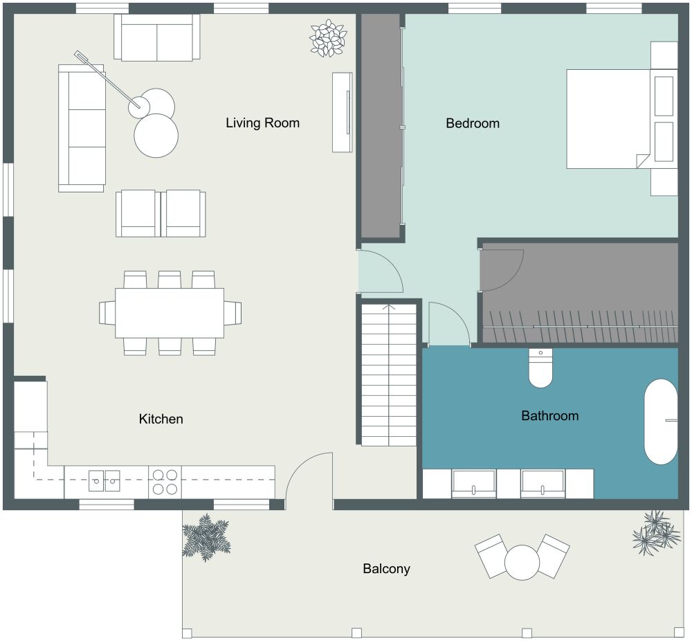 30x40 2D House Plan with Loft