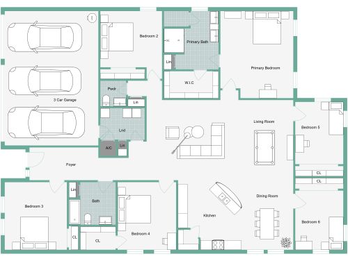 6 Bedroom Barndominium Floor Plan