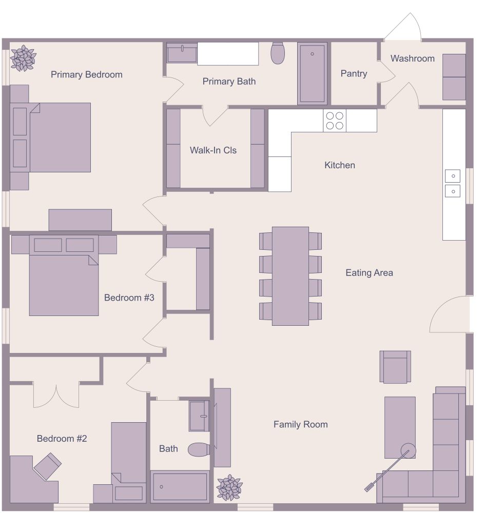 1600 sq ft Barndominium 2D Floor Plan 