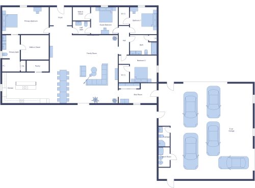 Large Barndominium Floor Plan with Garage