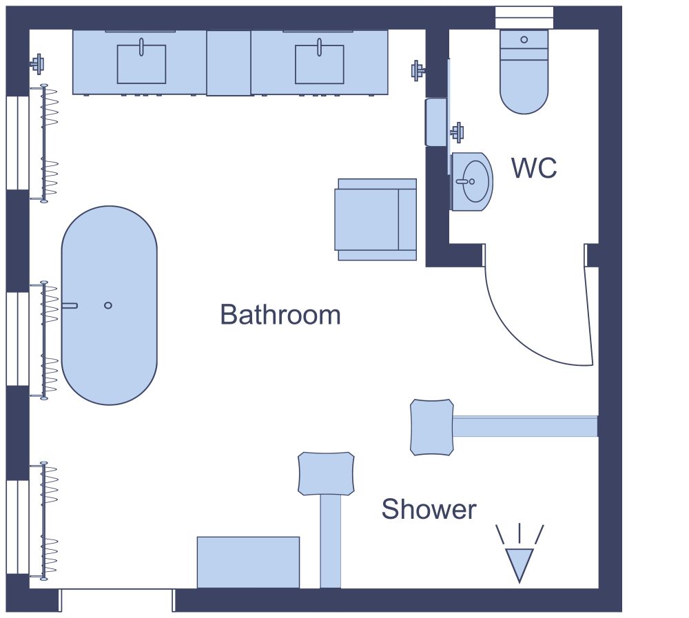Square Bathroom 2D Floor Plan