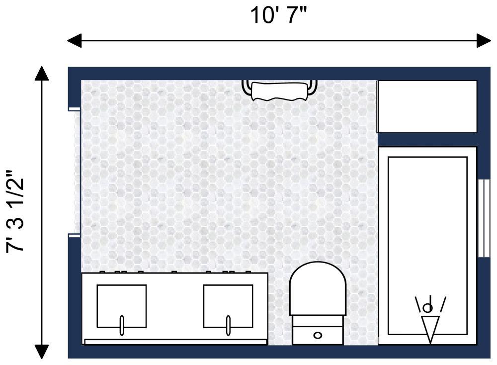 10x7 Bathroom 2D Floor Plan