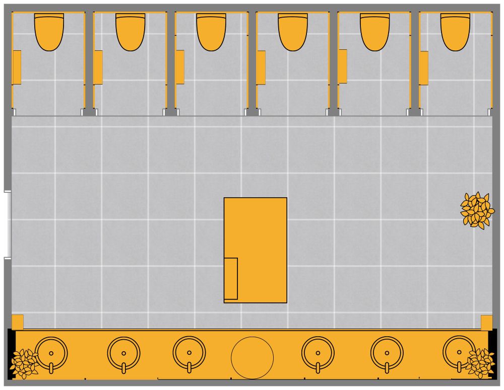 Public Restroom 2D Floor Plan