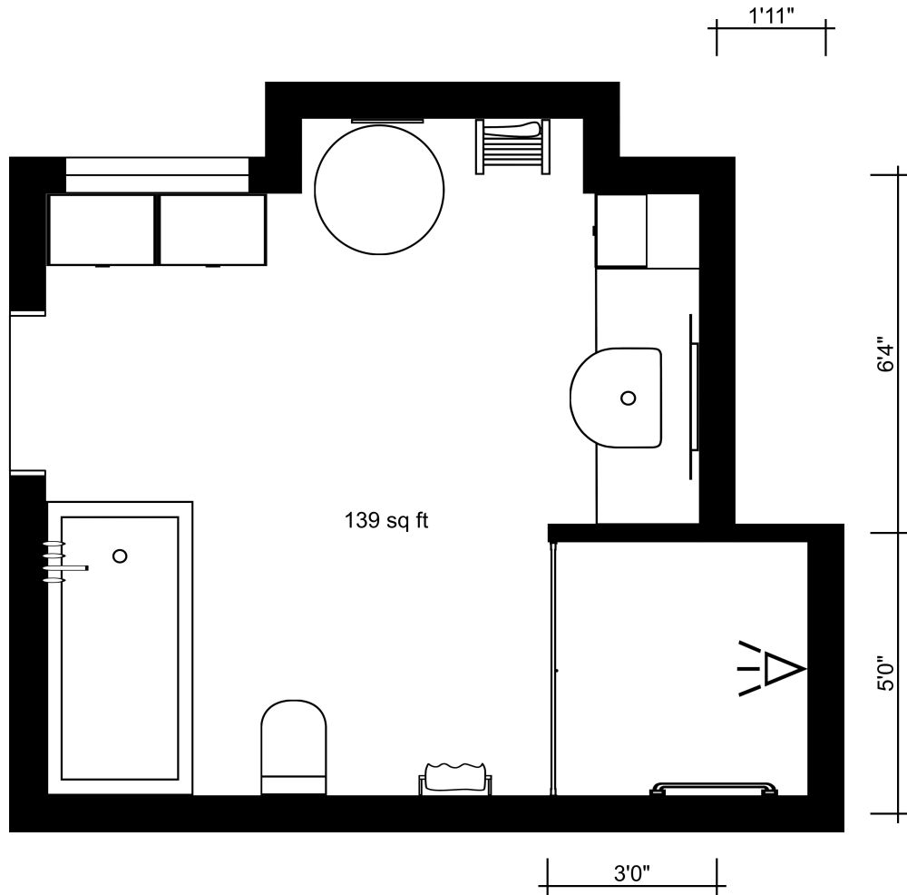 Luxury Modern Primary Bathroom 2D Floor Plan