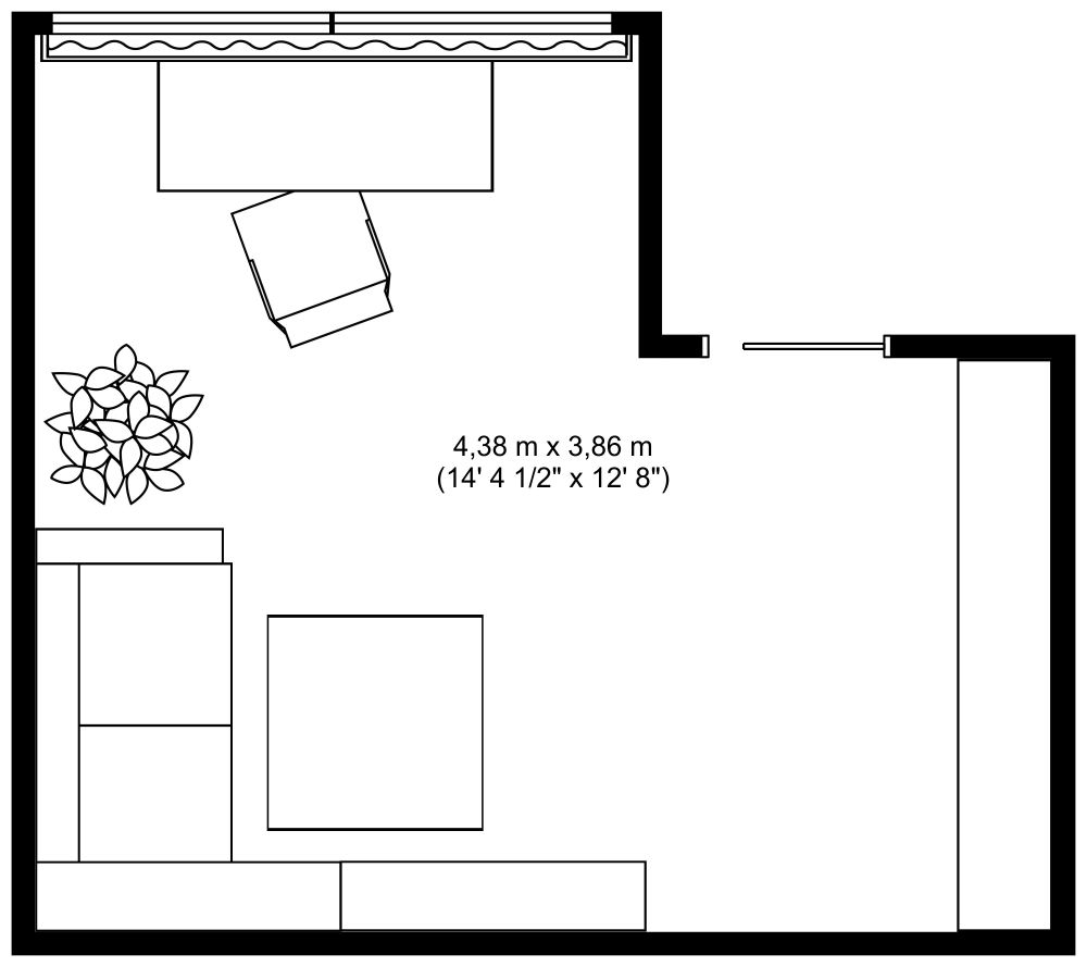 2D Floor Plan Modern Cozy Home Office With A Hint Of Blue