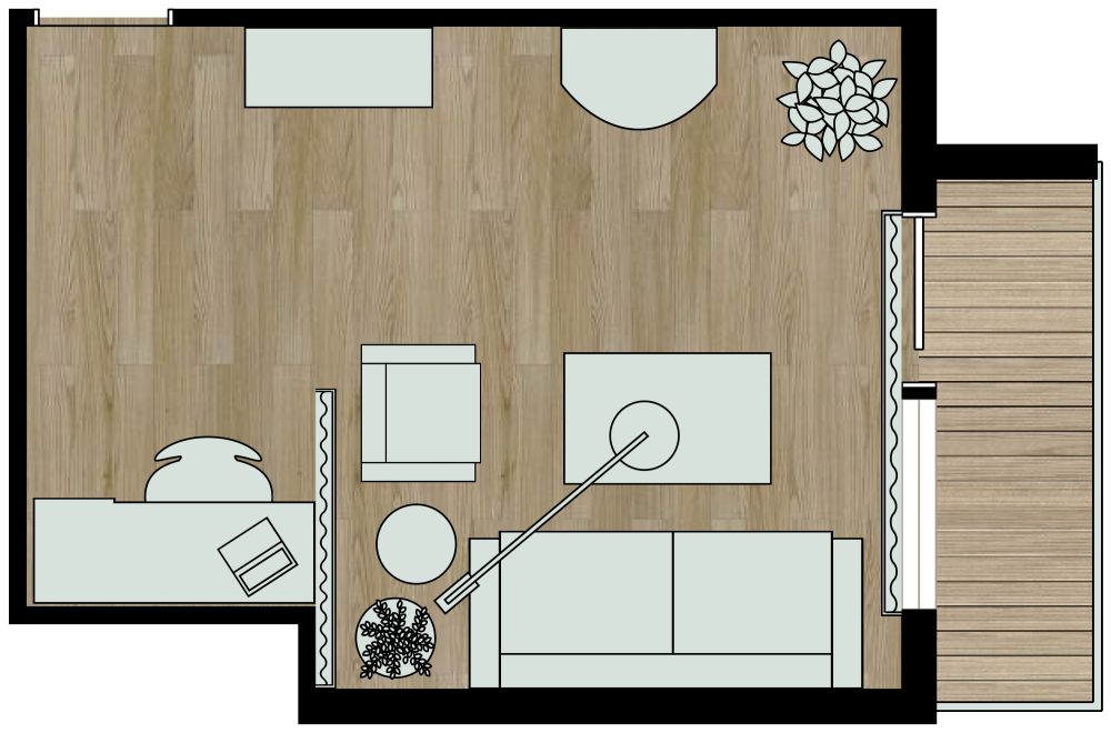 Cozy Home Office Design 2D Floor Plan