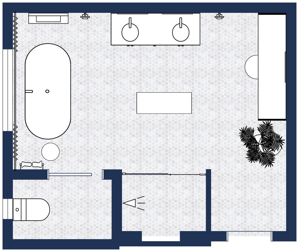 Traditional Bathroom Design 2D Floor Plan