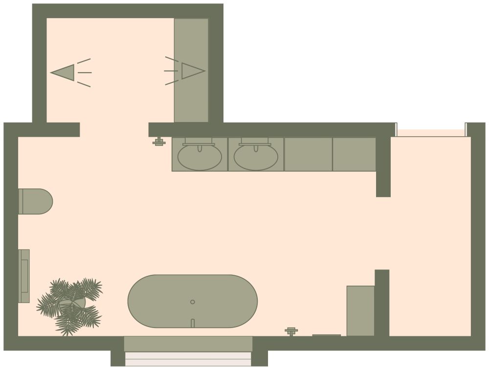 Industrial Bathroom 2D Floor Plan
