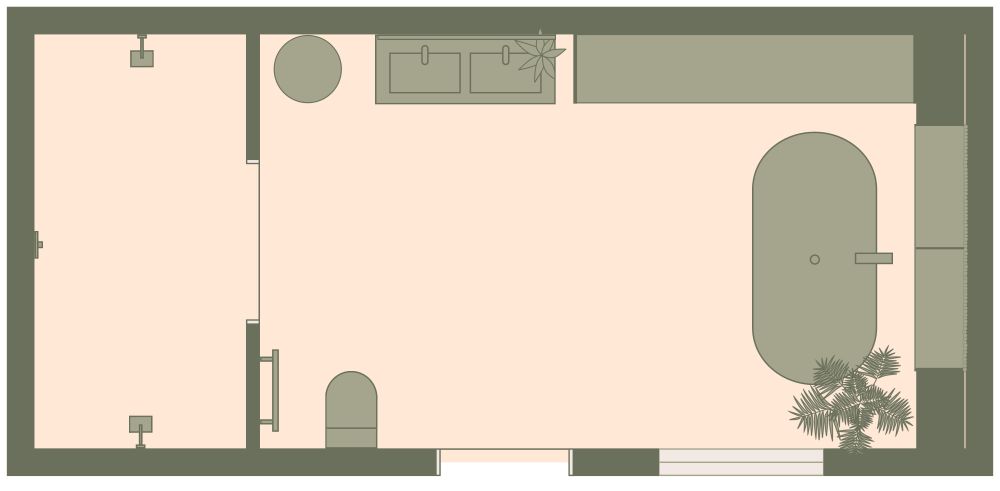 Modern Mediterranean-Style Bathroom Idea 2D Floor Plan