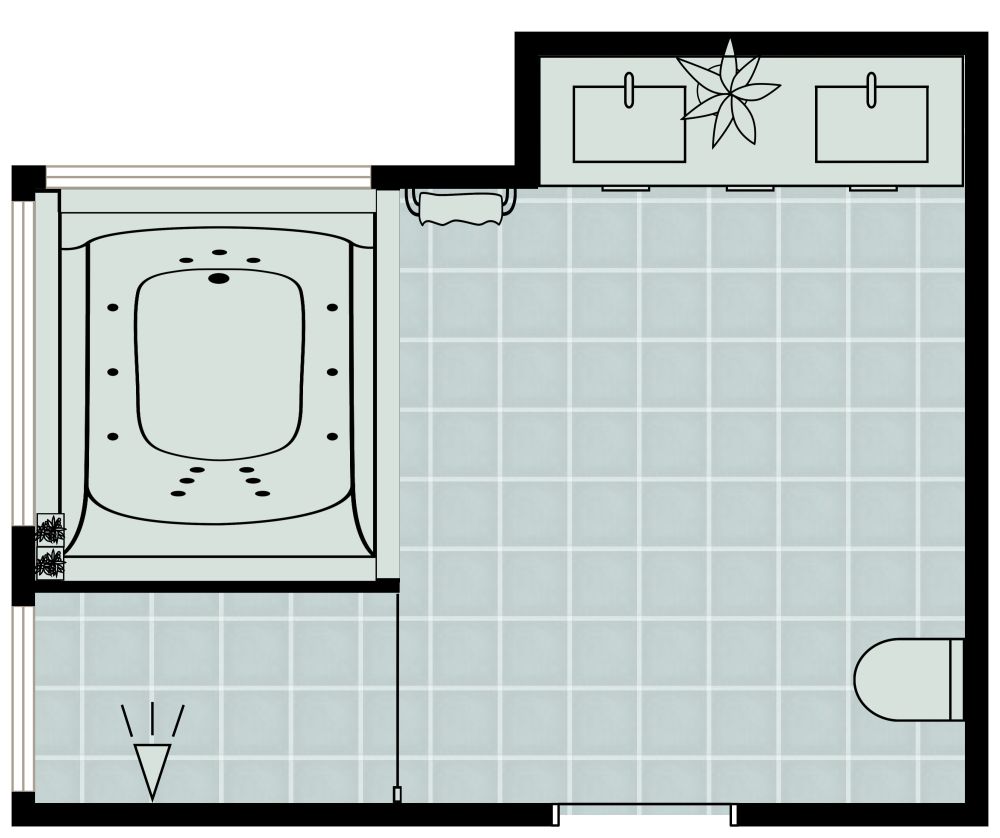 Modern Bathroom with Jacuzzi 3D Floor Plan