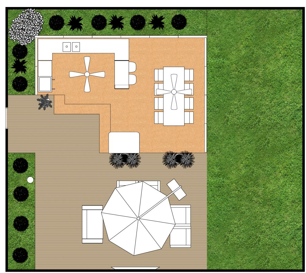 U-Shaped Outdoor Kitchen 2D Floor Plan