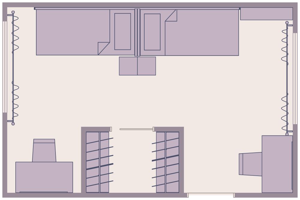 Twin Bedroom Layout 2D Floor Plan