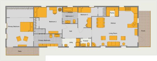 Shotgun House Plan 3 Bedrooms