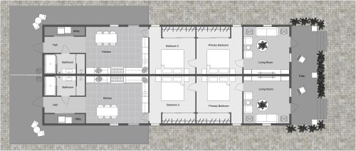 Double Shotgun House Plan