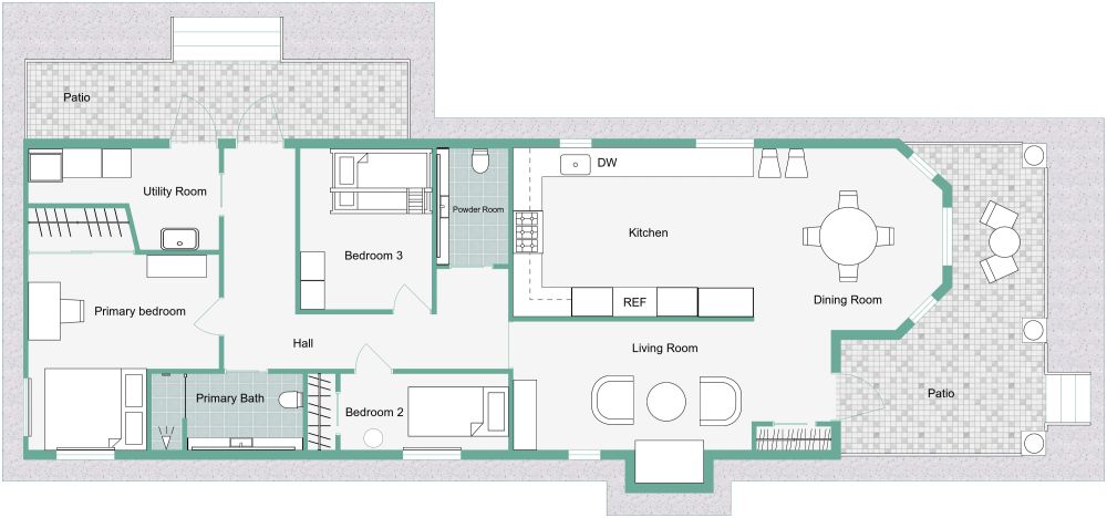 Modern Shotgun 2D House Plan