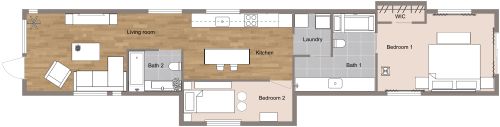 2 Bedroom Shotgun House Plan
