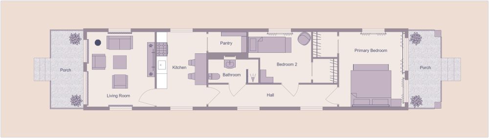 New Orleans Shotgun House 2D Floor Plan
