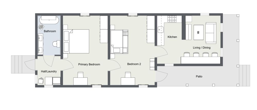 Original Shotgun House 2D Floor Plan