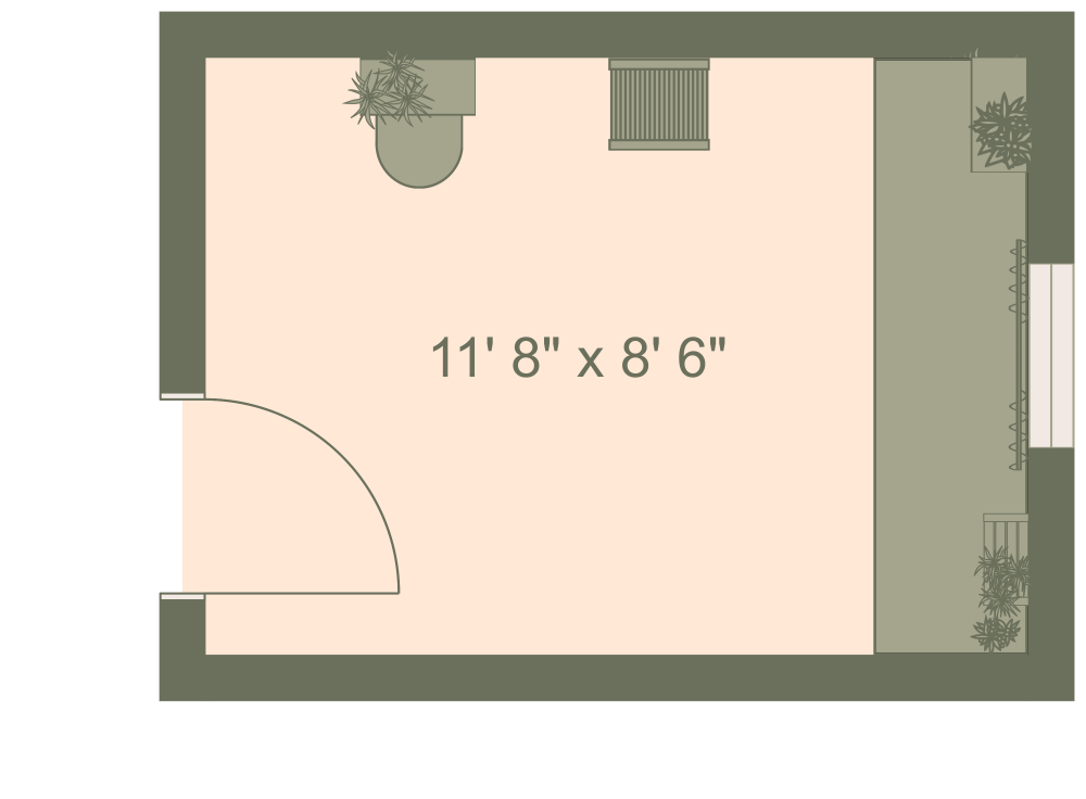 Rustic Powder Room Layout 2D Floor Plan