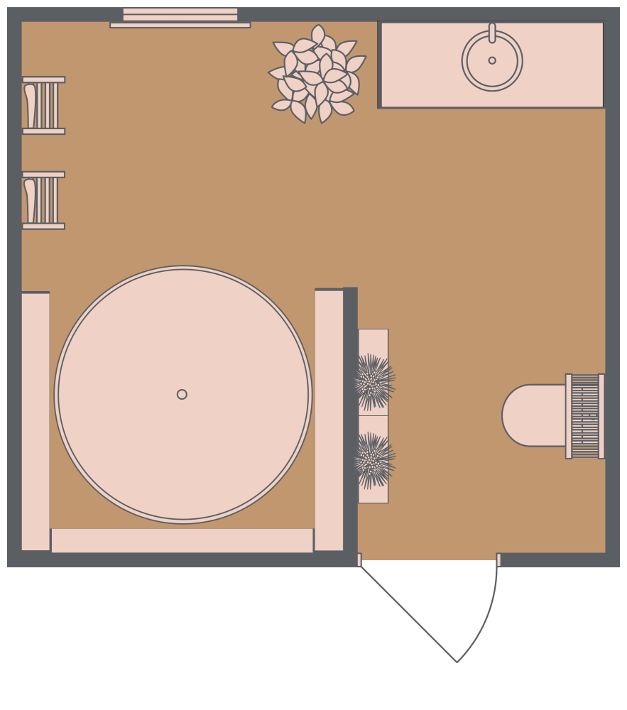 Rustic Bathroom Design Idea 2D Floor Plan