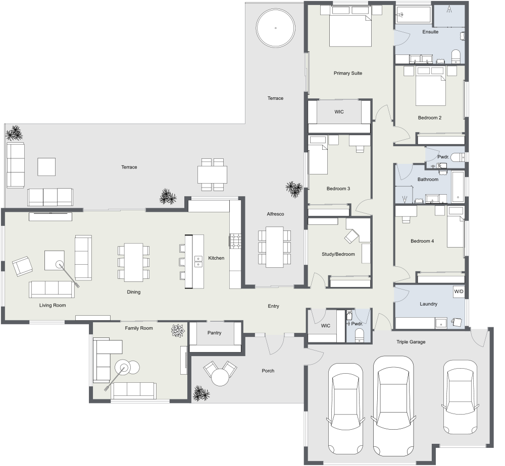 2500 sq ft 2D House Plan