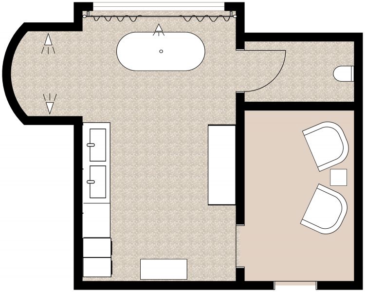 Transitional Bathroom Layout 2D Floor Plan