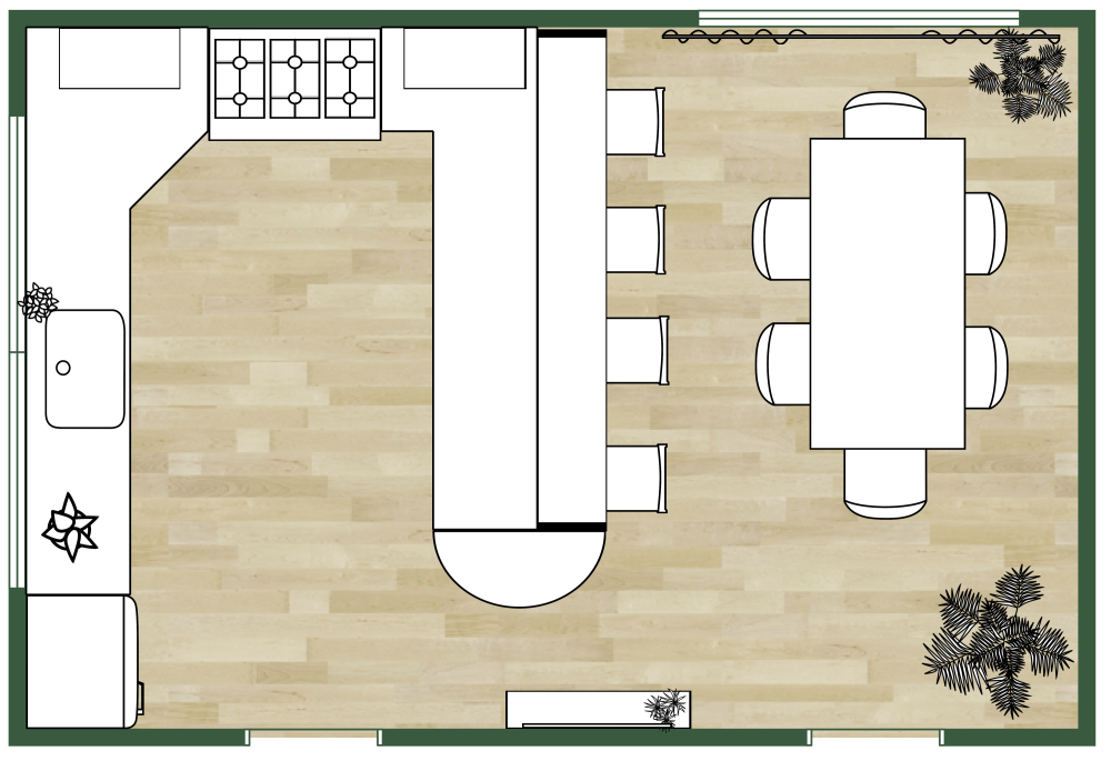 Vintage Maximalism U-Shaped Kitchen 2D Floor Plan