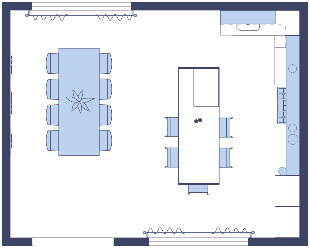 Scandinavian L-Shaped Kitchen 2D Floor Plan