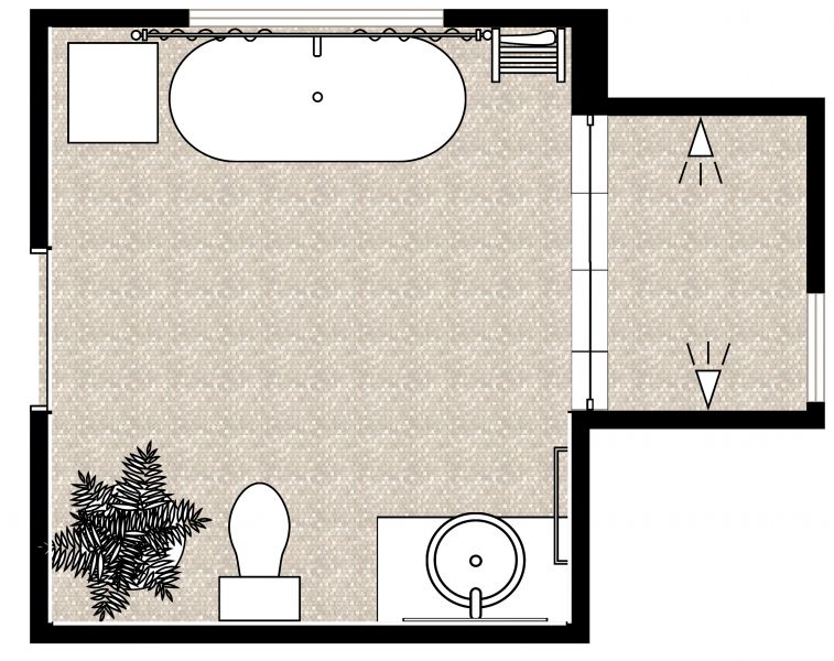 Rustic Bathroom Layout 2D Floor Plan