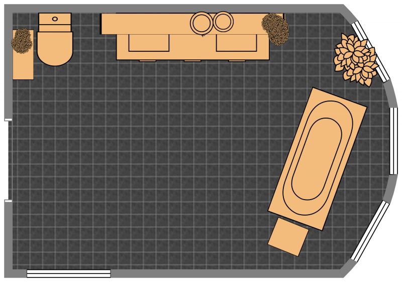 Dark Rustic Bathroom Layout 2D Floor Plan